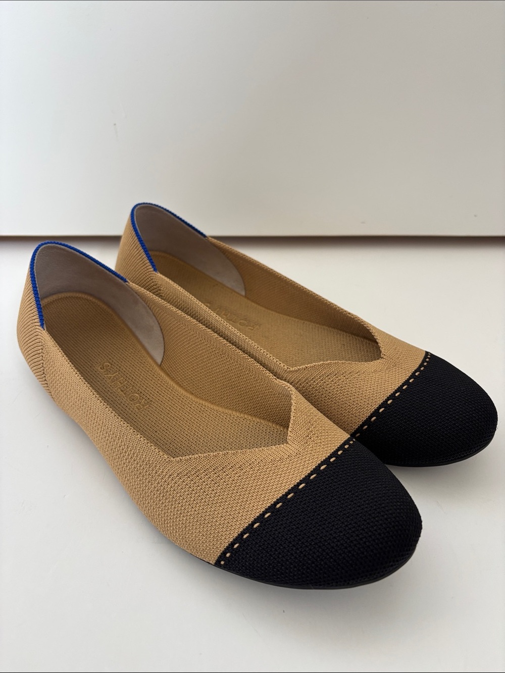Rothy’s Halo Round Toe Tan Black Ballet Flats Shoes Comfort Classic Women’s 11
